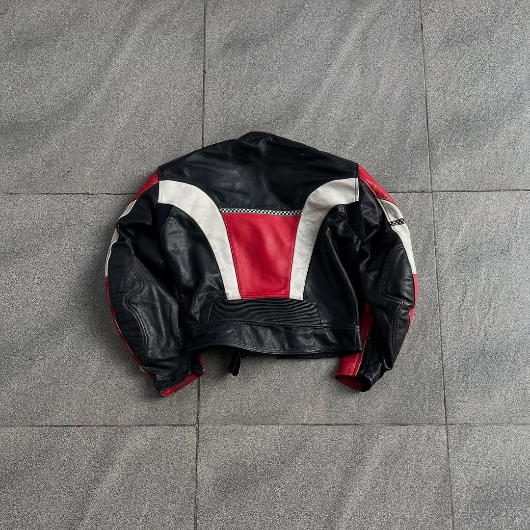 Red Racing Biker's Moto Leather Hacket