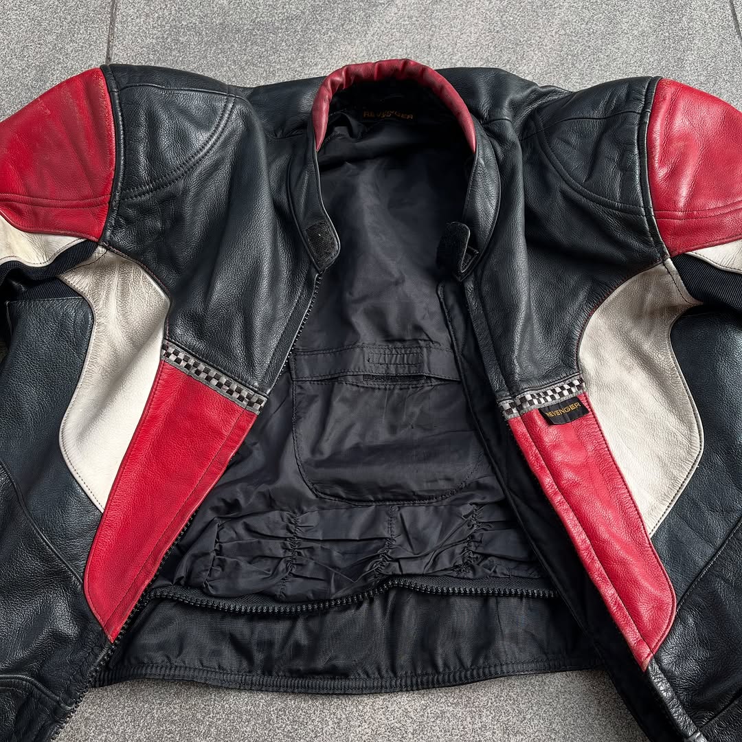 Red Racing Biker's Moto Leather Hacket