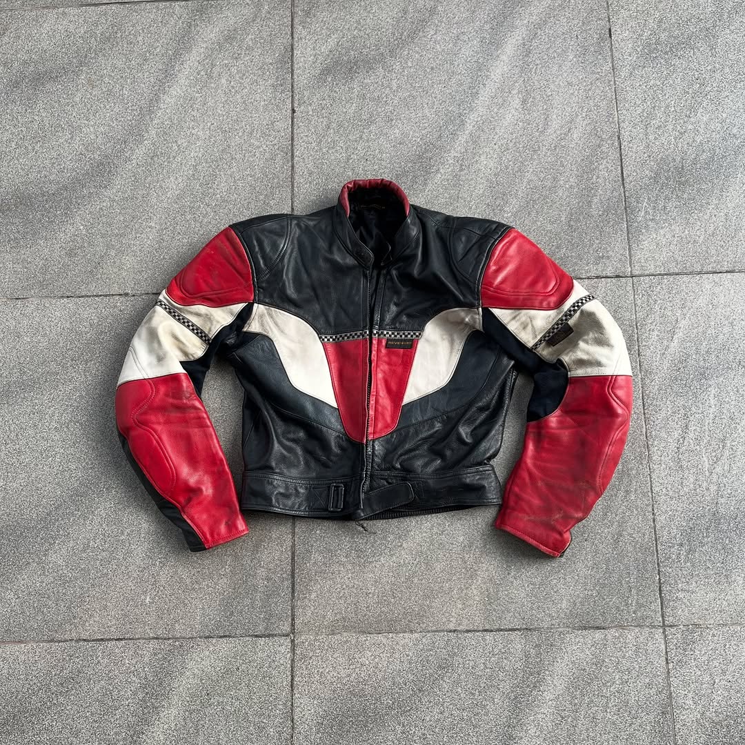 Red Racing Biker's Moto Leather Hacket