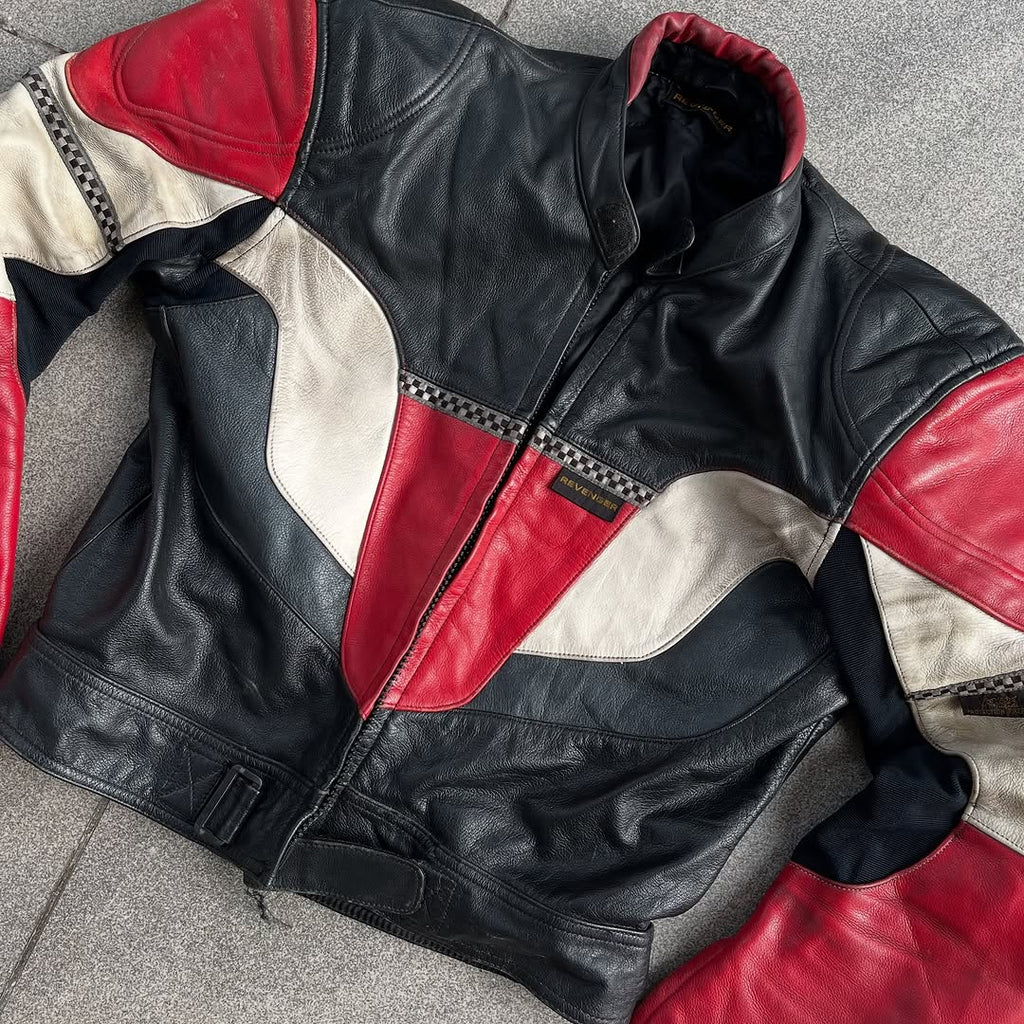 Red Racing Biker's Moto Leather Hacket